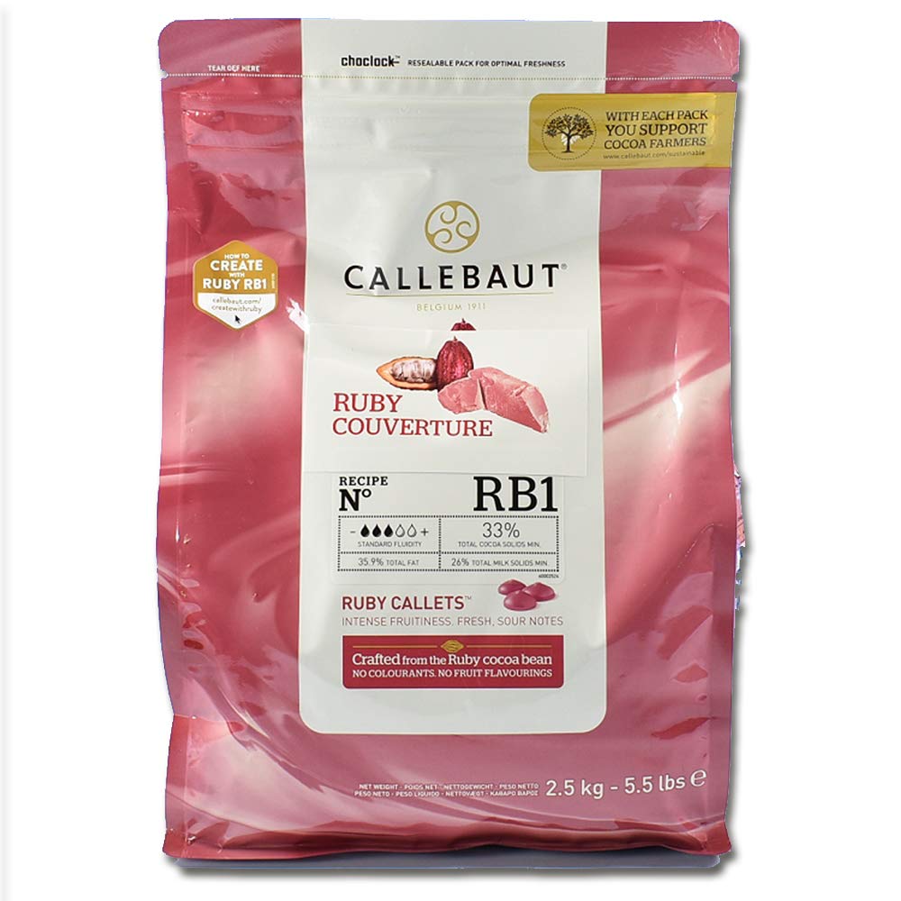 Ruby Couverture Chocolate Callets, 5.5 lb