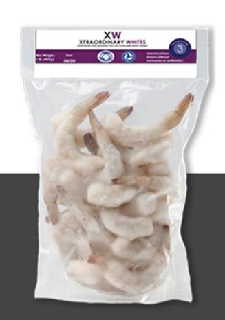 Extra Large Shrimp, Tail On, Peeled and Deveined, 16-20 shrimp/lb, 2 lb, 5 count